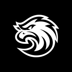 Bird, eagle, falcon or hawk head mascot logo design on dark background