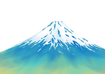 富士山の水彩手描き素材