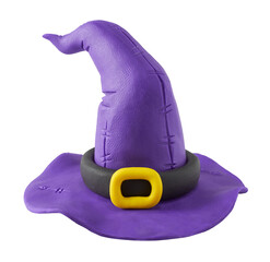 Detailed and realistic witch hat with black belt and golden buckle all handmade from plasticine....
