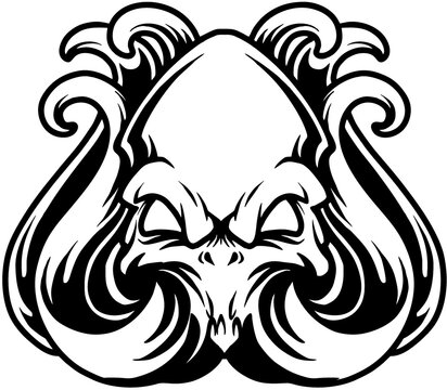 Head Octopus  Silhouette Clipart Vector illustrations for your work Logo, mascot merchandise t-shirt, stickers and Label designs, poster, greeting cards advertising business company or brands.