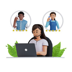 female customer service talking to a client 3d character illustration