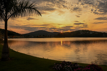 Capitólio/Minas Gerais/Brazil - 10/12/2022: View of the main lake in the city of Capitólio, in the central west region in Minas Gerais State. Capitólio is famous due to its lakes and landscapes.