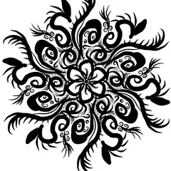 Vector, abstract, contour mandala. Round decorative design elements. Tattoo sketch.