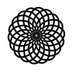 Circular geometric spiral. Abstract monochrome design element