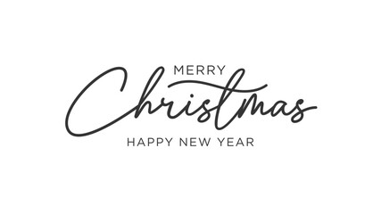 Hand drawn elegant modern brush lettering of Merry Christmas and happy new year isolated on white background. Vector illustration.