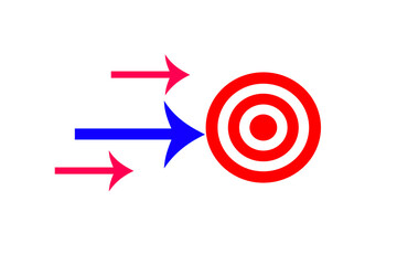 Red and blue color arrow icon, Red color arrow indicator.Symbol background 