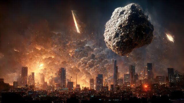 Future City Getting Crushed By A Big Asteroid