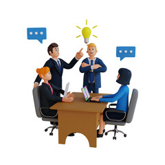 business people doing discussion 3d character illustration