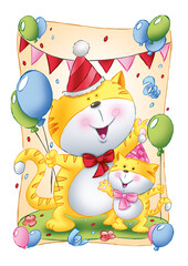 Chat enfant c&eacute;l&eacute;bration ballon
