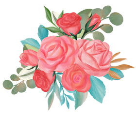 Rose flower bouquet watercolor