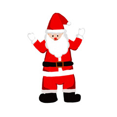PNG Cute Santa Clause with beard waving and smiling on white background.