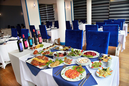ISTANBUL, TURKEY - OCTOBER 3: Turkish seafoods and appetizer foods on October 3, 2013 in Istanbul, Turkey. 