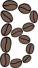 doodle freehand sketch drawing of coffee bean alphabet.
