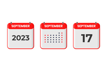 September 17 calendar design icon. 2023 calendar schedule, appointment, important date concept