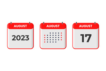 August 17 calendar design icon. 2023 calendar schedule, appointment, important date concept