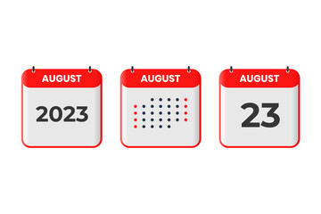 August 23 calendar design icon. 2023 calendar schedule, appointment, important date concept