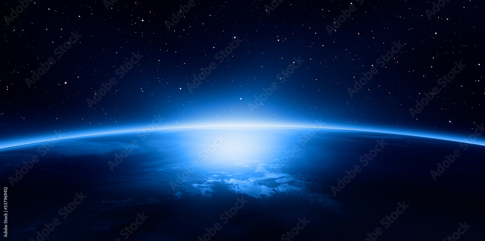 Poster planet earth with a spectacular sunset 