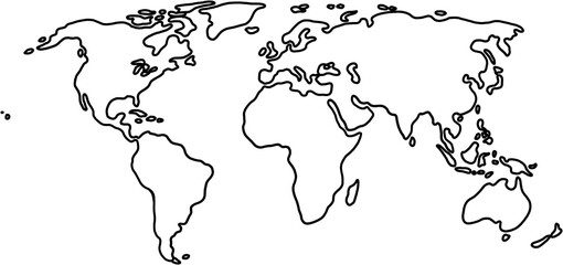 doodle freehand drawing of world map. 