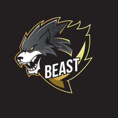BEAST MASCOT FOR ESPORT LOGO TEMPLATE VECTOR ILLUSTRATION