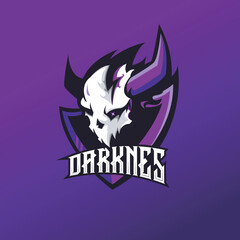 DARKNESS SKULL MASCOT FOR ESPORT LOGO TEMPLATE VECTOR ILLUSTRATION