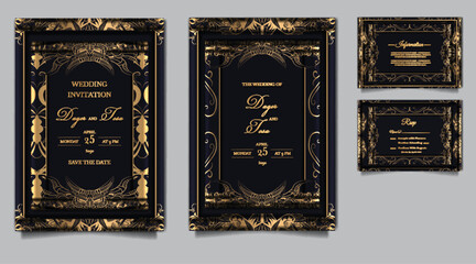 luxury vintage wedding invitation set