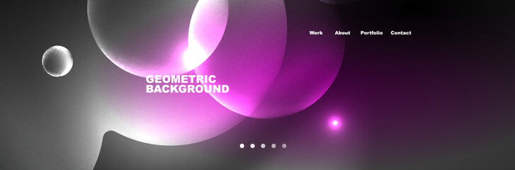 Shiny neon circles and bubbles, dark abstract background with blurred magic neon light, wallpaper design