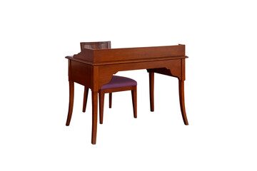 Vintage wooden office desk and chair.