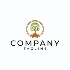 Leafy tree logo design with circle around it