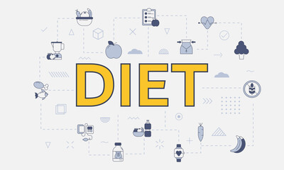 diet plan concept with icon set with big word or text on center