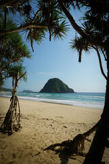 Landscape Around Red Island beach in banyuwangi, East Java, Indonesia. Red island beach is a popular tourist attraction in Indonesia.