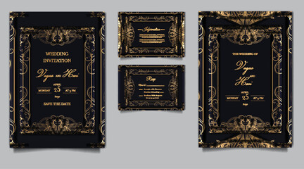 Fototapeta premium luxury wedding invitation card design set