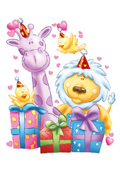 Giraffe lion enfant cadeaux