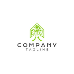 Logo design a combination of a house and a tree.