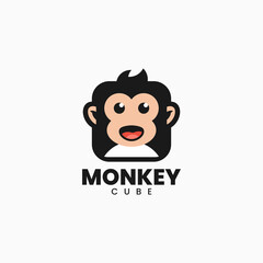 Vector Logo Illustration Monkey Mascot Cartoon Style