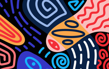 Abstract trendy background design in ethnic style. Retro modern illustration outline stroke pattern