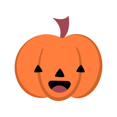 Cute pumpkin on white background. Funny pumpkin in cartoon style for Halloween. Flat style sticker in bright colors