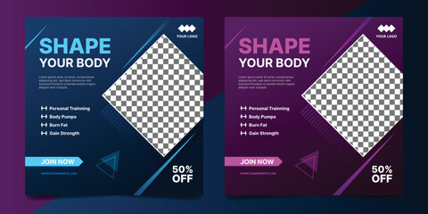 Sport square banner template. Promotional banner for social media post.