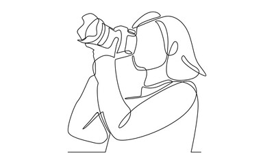 continuous line of photographer taking pictures
