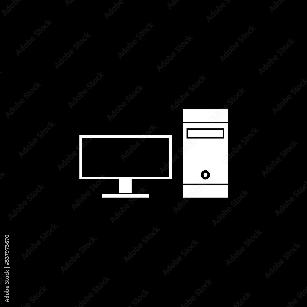 Poster computer monitor screen icon isolated on dark background