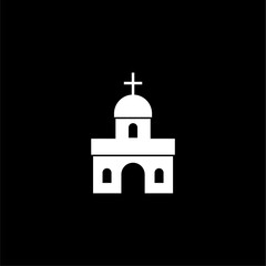 Church building icon isolated on dark background