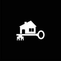 House with key icon isolated on dark background