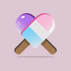 Sweet ice cream logo with heart shape. Suitable for ice cream shop, cafeteria, ice cream retailer, dairy foods industry.