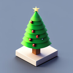 3d christmas tree, simple background