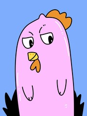 cute chicken cartoon on blue background