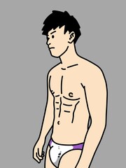 Fototapeta premium cute man cartoon on gray background