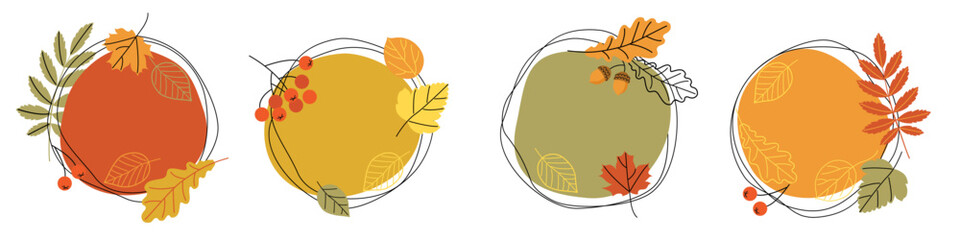 frames in the style of a sketch on the theme of autumn and leaf fall