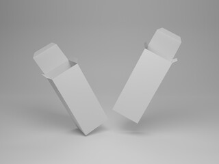 Blank open box packaging mockup 3d rendering  with white background