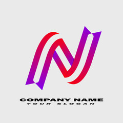 N abstract Modern 3d Letter logo