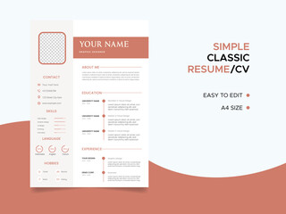 Resume template. CV professional or designer jobs resumes. Work in best corporate. Professional job hiring list, business work hr interview document vector illustration