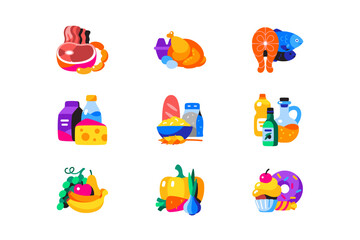 Food products icons set